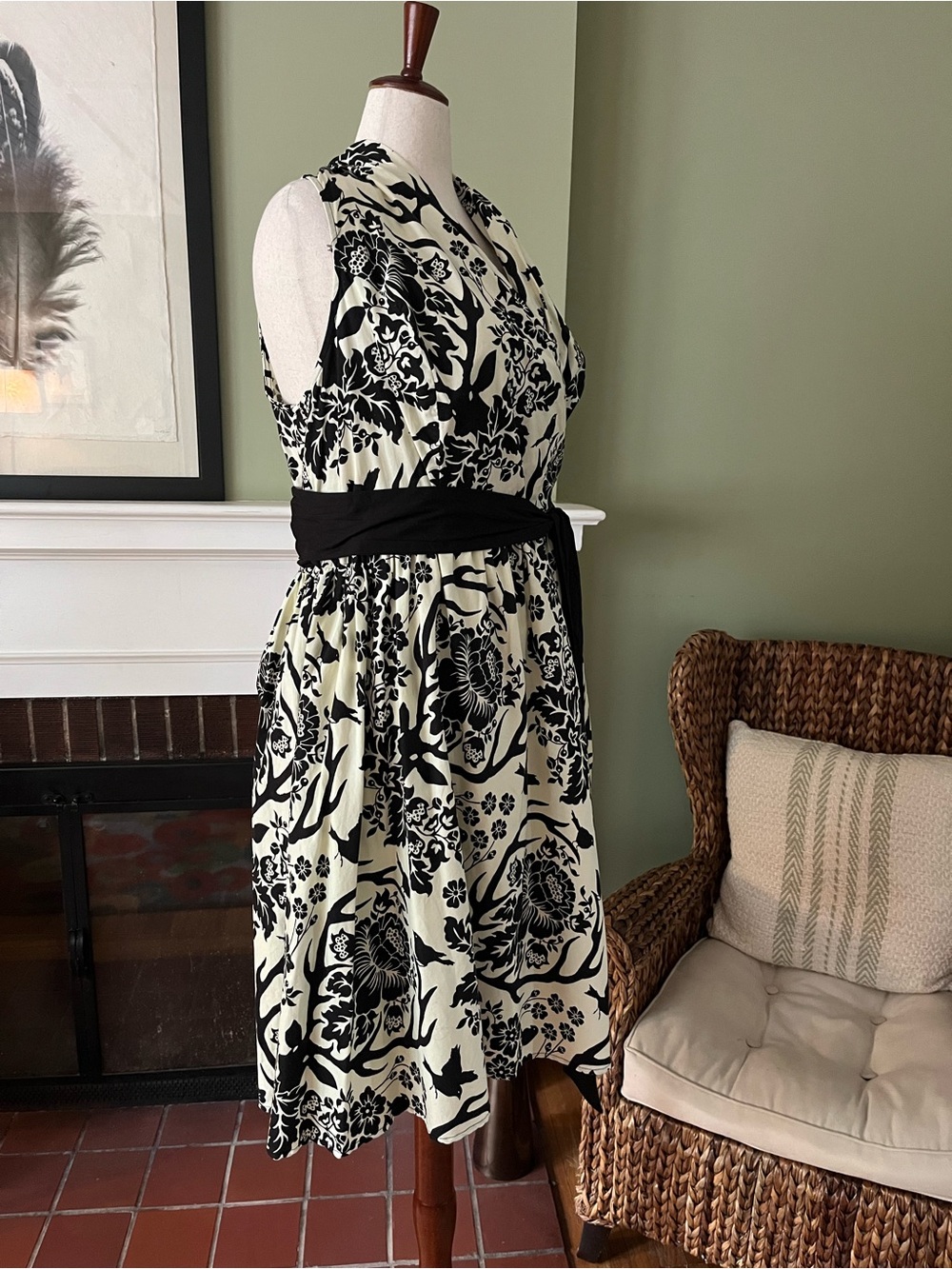 Folter Woodland Damask Dress | Stag & Bird Print | 100% Cotton | 2X - Picture 4 of 11